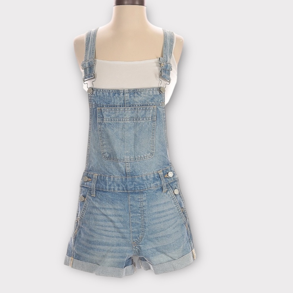 BDG Light Blue Denim Overall Shorts